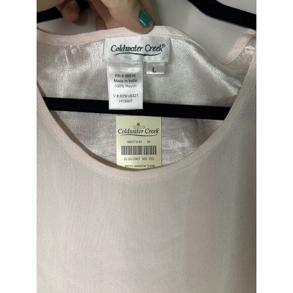 Coldwater Creek Pink Tank Top Shell Round Neck Size Large NWT - Picture 2 of 9